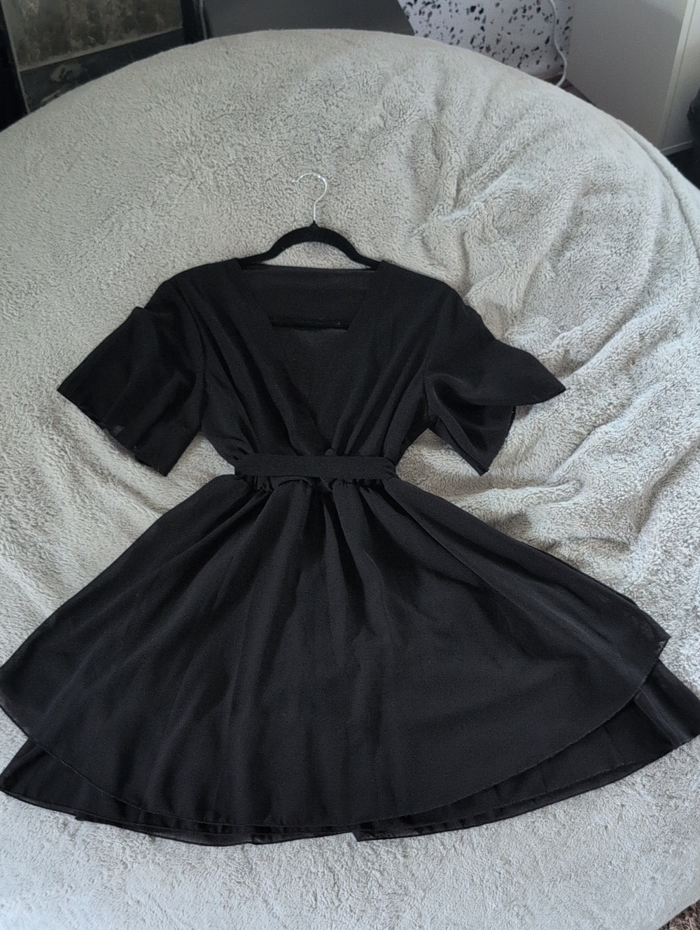 Private Label Black V-Neck High-Low Fit Dress
